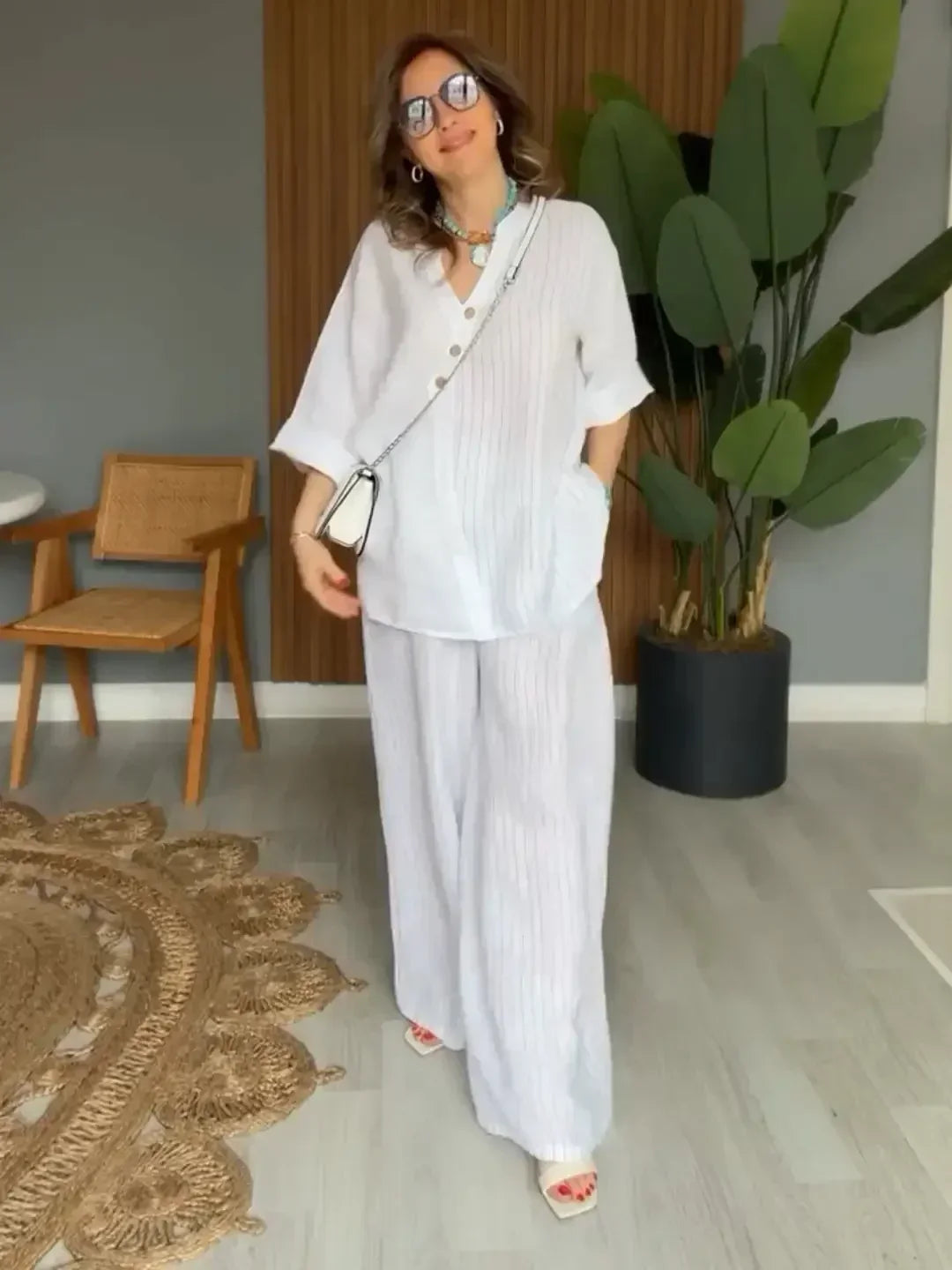 Conjunto Capri™ em Linho de Algodão / Sinta o Toque Suave e a Elegância que Você Merece em Todos os Momentos do Seu Verão!