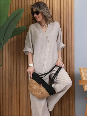 Conjunto Capri™ em Linho de Algodão / Sinta o Toque Suave e a Elegância que Você Merece em Todos os Momentos do Seu Verão!